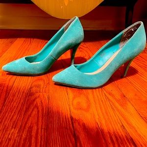 Teal Suede feel pointed heels